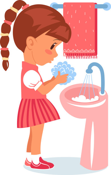 儿童洗手卡通女孩湿手图片下载
