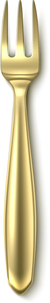 金色蛋糕叉逼真三尖金属图片下载
