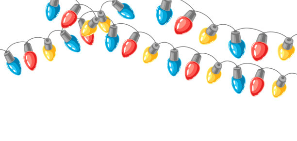 背景与灯泡的花环快乐图片下载