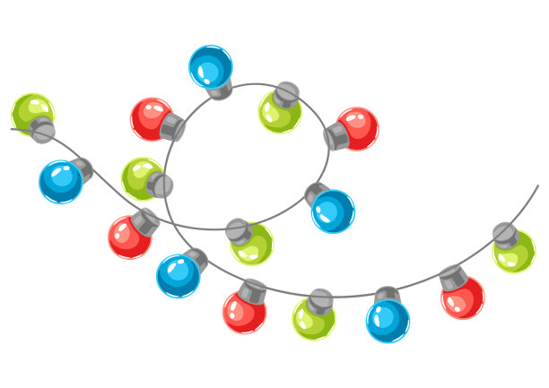 背景与灯泡的花环快乐图片下载