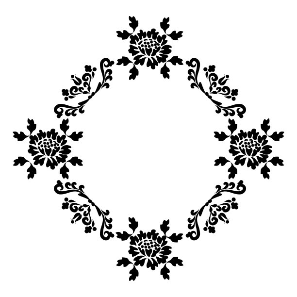 有花和漩涡的复古框架图片下载