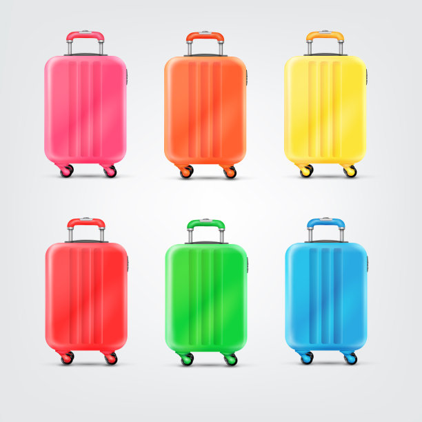 彩色逼真的行李3d行李车轮图片下载