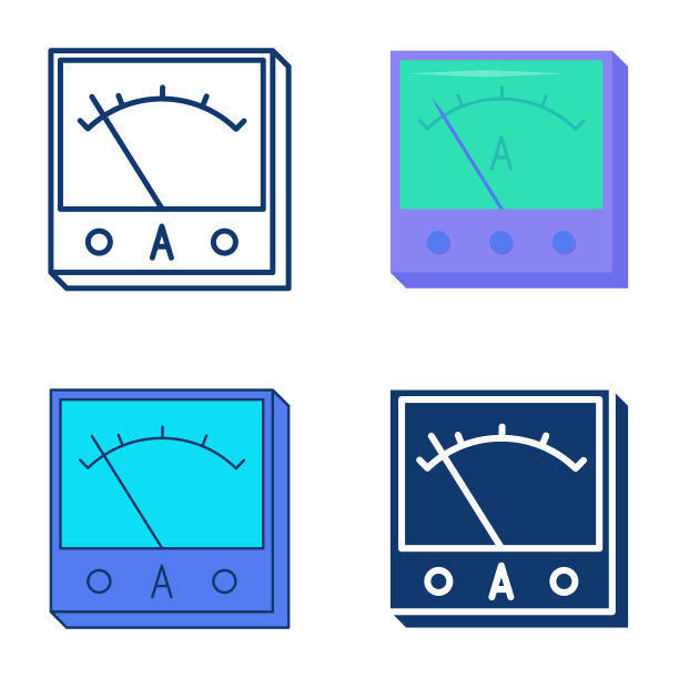 安培计图标设置为平面和直线样式图片下载