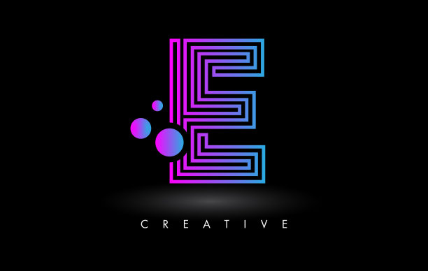 用紫色线条做成的字母标志。图片下载