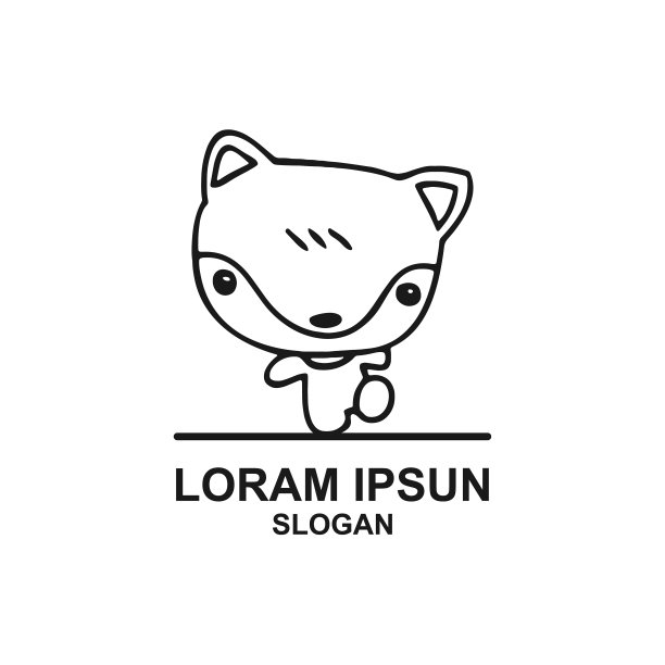 Logo上可爱有趣的小狗抽象Logo设计图片下载