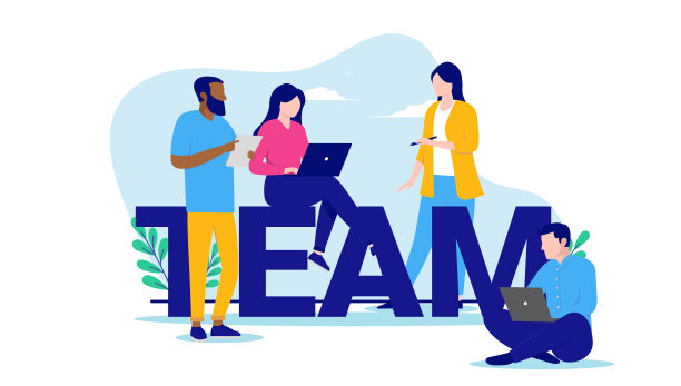 业务团队和团队平面设计矢量插图与白色背景图片下载