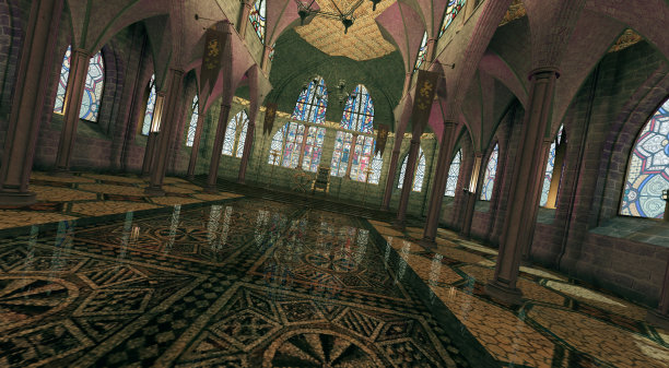 幻想中世纪宫殿或城堡3d插图图片下载