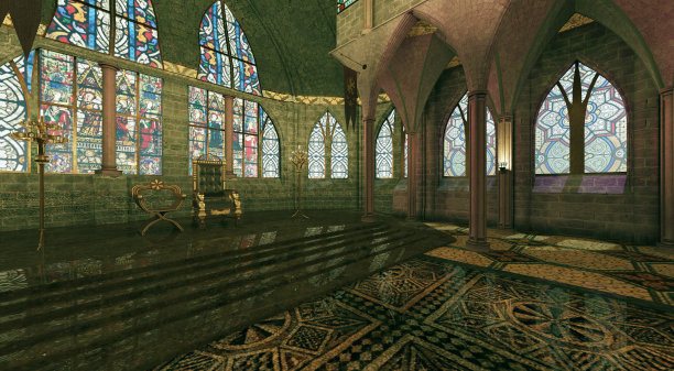 幻想中世纪宫殿或城堡3d插图图片下载