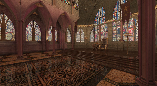 幻想中世纪宫殿或城堡3d插图图片下载