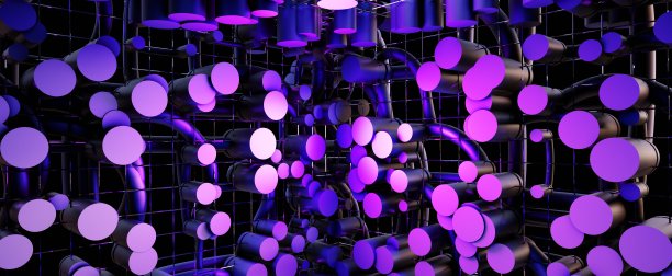 点阵技术抽象与霓虹圆柱形背景。图片下载