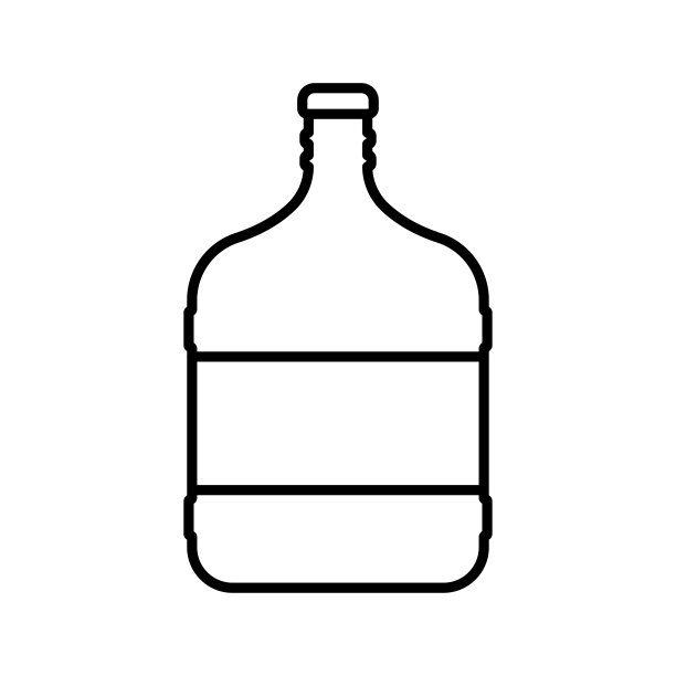 大瓶的图标。黑色轮廓直线轮廓。正面的看法。矢量简单的平面图形插图。白色背景上的孤立物体。隔离。图片下载