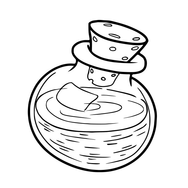 一瓶毒药或长生不老药的草图图片下载