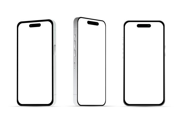 银色智能手机14款，新的IT行业，白色背景的网页设计模型- Vector图片下载