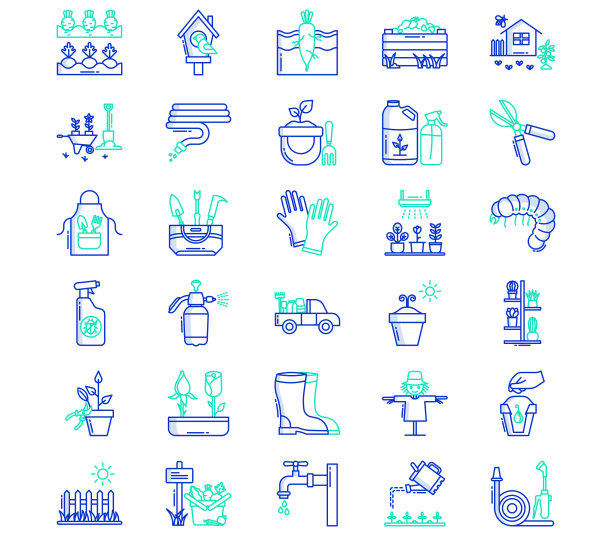 园艺和农业，栽培植物图标集图片下载