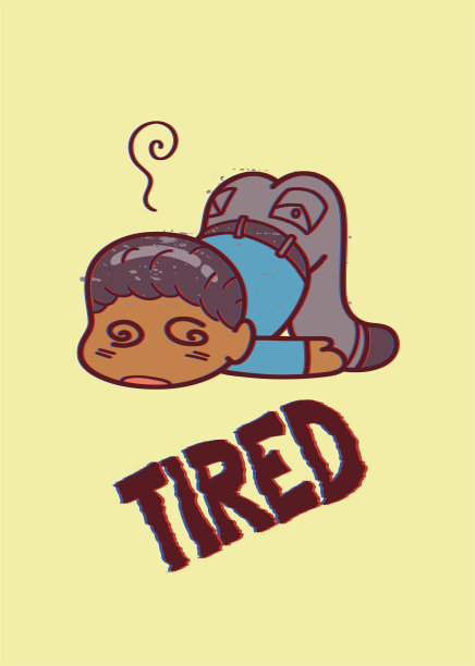 累了搞笑的卡通人物插画图片下载