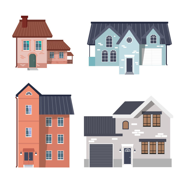 现代公寓。一套精致的小屋。矢量插图孤立在白色背景上。图片下载