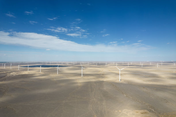 戈壁风电场鸟瞰图图片下载
