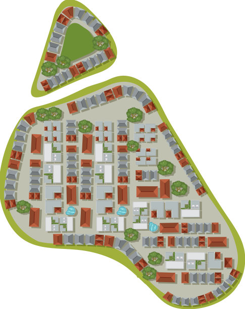 孤立的城镇景观鸟瞰图图片下载