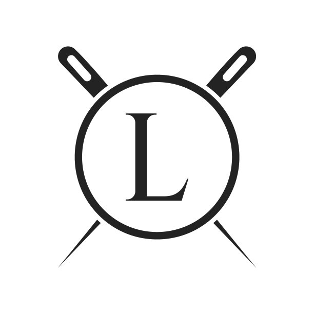 字母裁缝标志针和线。图片下载