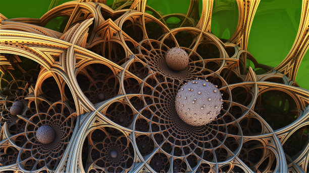 抽象的背景，奇妙的3D黄金结构图片下载