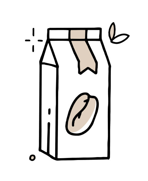 包装的咖啡豆涂鸦剪纸在黑色图片下载