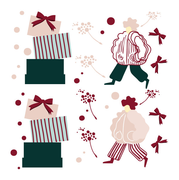 节日图案节日主题礼品线艺术图片下载