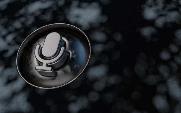 麦克风标志的标志性背景，古老的复古黑色金属写实图片下载