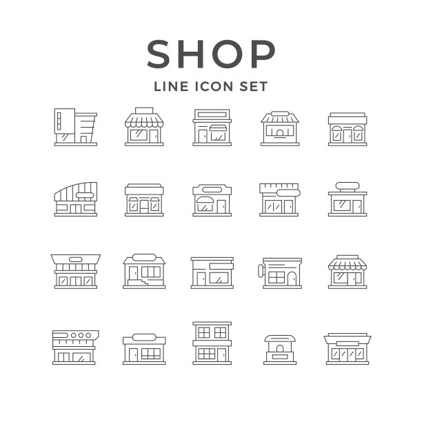 设置商店建筑的线图标图片下载