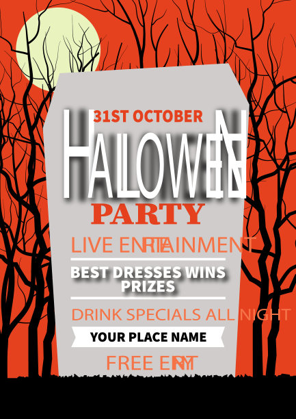 万圣节庆祝派对宣传单海报设计图片下载