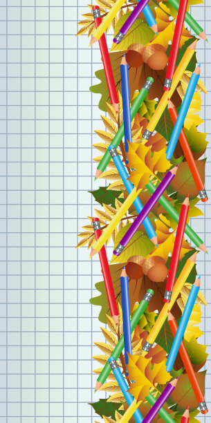 返校旗帜无缝图案与秋天图片下载