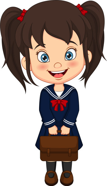 可爱的日本女学生拿着一个书包图片下载