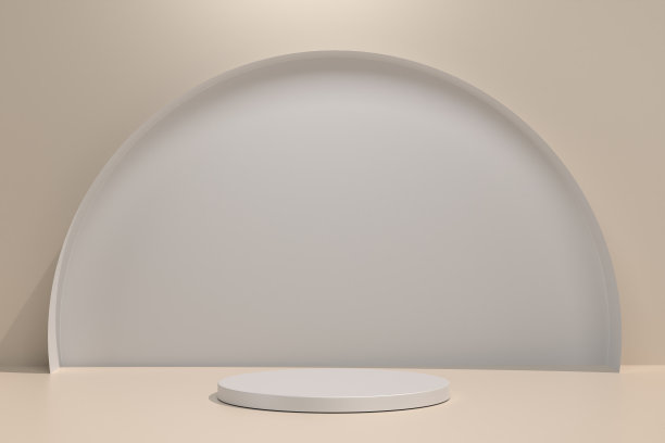 3 d演示。模型讲台，几何抽象组成的产品或广告的棕色背景。最小的3d插图渲染库存照片。图片下载