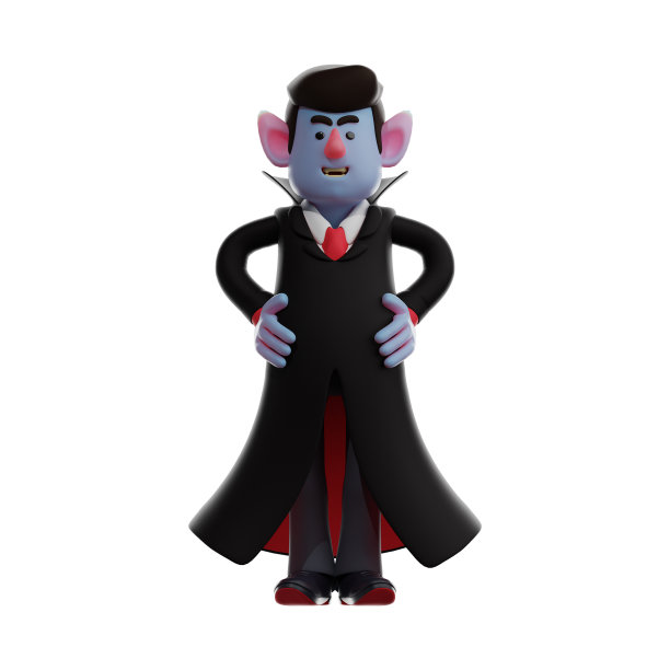 3d德古拉吸血鬼卡通设计与酷的姿势图片下载