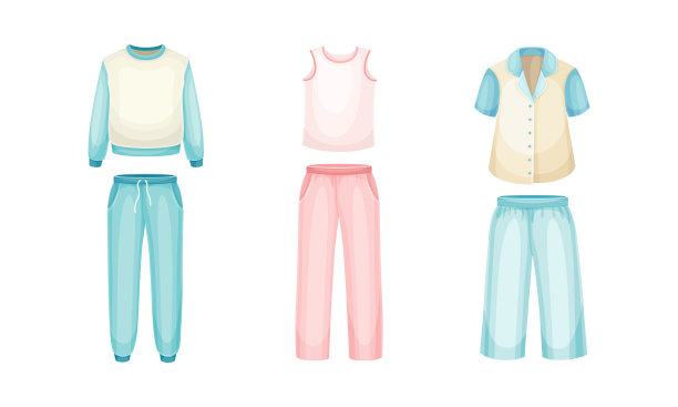 男女睡衣，有长裤和衬衫图片下载