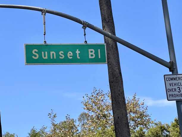 洛杉矶街道标志“日落大道”图片下载