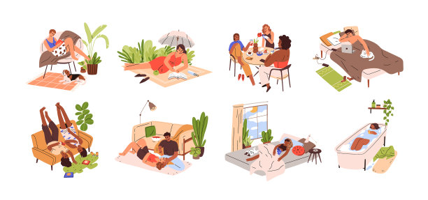 周末休息放松的人们回到家里图片下载