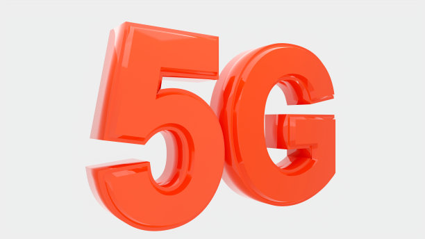 大红色5G标志，加粗文字。适合网络，打印或视频。三维渲染图片下载