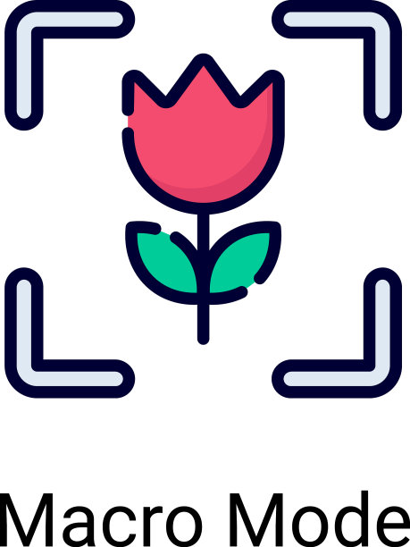 微距模式颜色线图标隔离在白色上图片下载