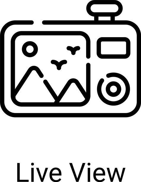 白色背景上的数码相机线条图标图片下载