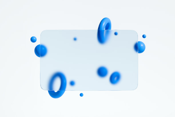 背景有几何图形的玻璃信用卡。模型图片下载