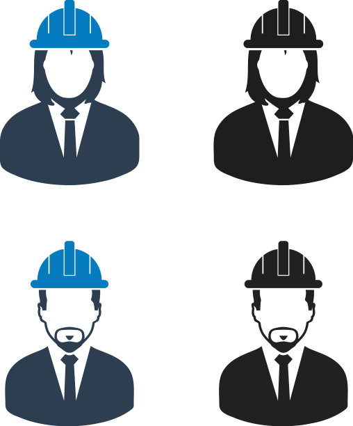 工程师工人图标设置扁平风格eps图片下载