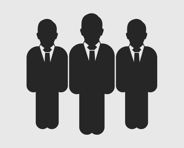 业务团队图标站在灰色的男性符号上图片下载