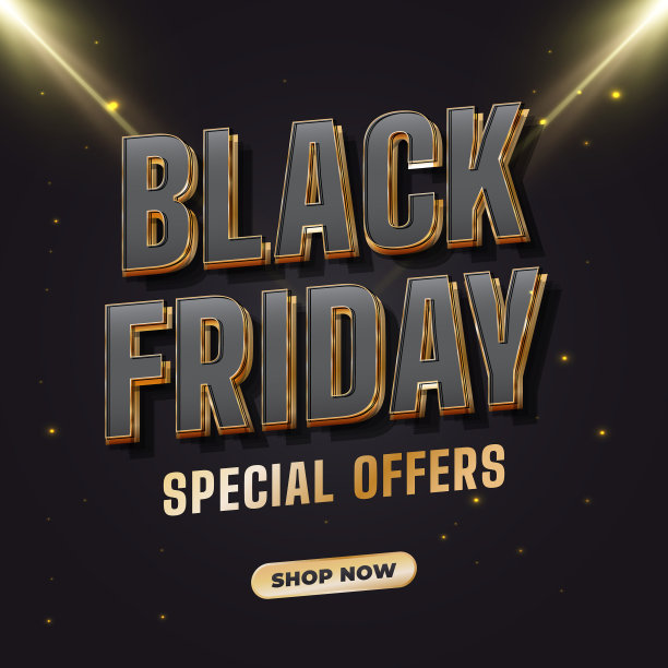 黑色星期五销售横幅与黑色和金色的文字图片下载