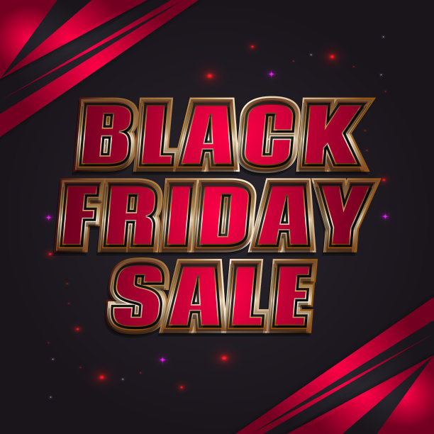 黑色星期五销售横幅与3d红色和金色文字图片下载