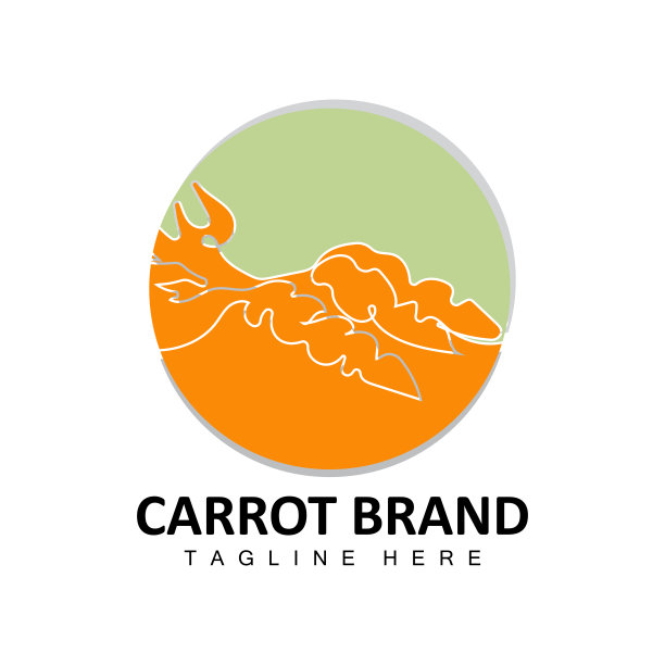 胡萝卜标志设计线矢量风格素食水果蔬菜图标烹饪成分图片下载