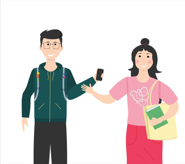 年轻的男孩和女孩互相问候和交谈图片下载