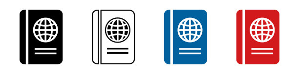 护照的图标集。国际旅行证明。向量。图片下载