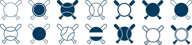 交叉的棒球球棒和棒球标志图片下载