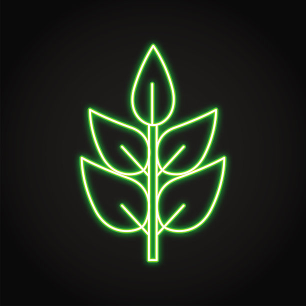 线条风格的霓虹植物分枝图标图片下载