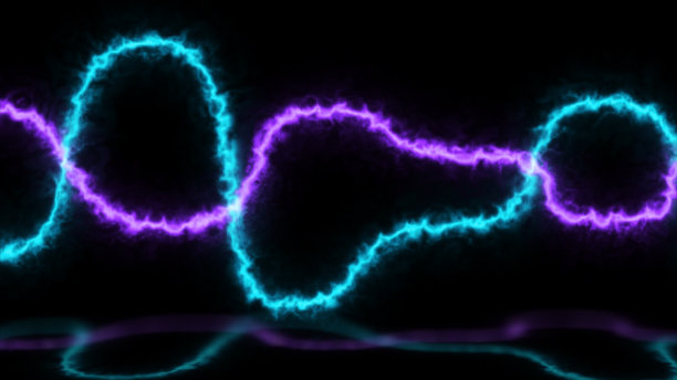 未来的曲线水平抽象形状辉光效果，图形激光氖射线闪烁光谱聚光灯，荧光颜色均衡器酷技术现代插画反射图片下载